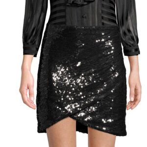 NWT Alice + Olivia Fidela Faux Wrap Sequin Skirt